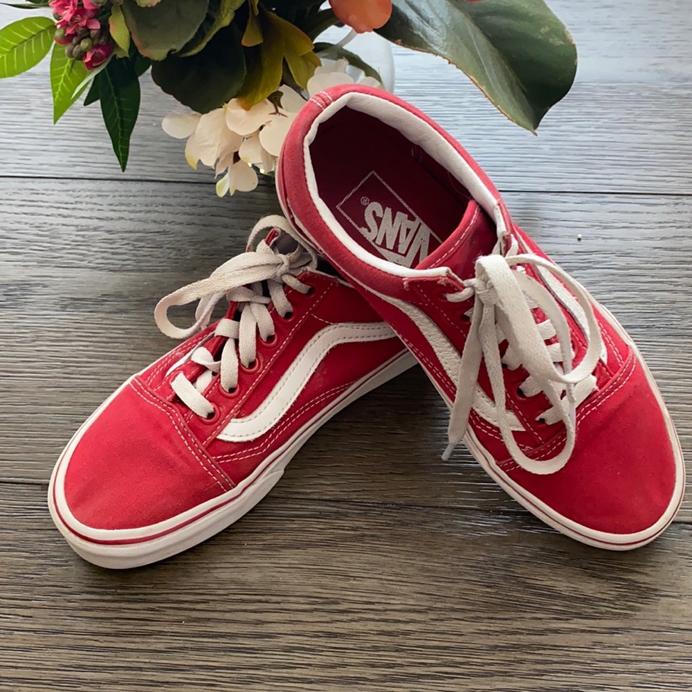 Red Off the Wall Vans skateboarding shoes